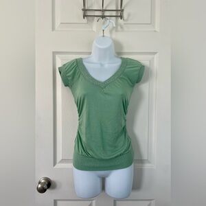 Green V-Neck Women’s Top